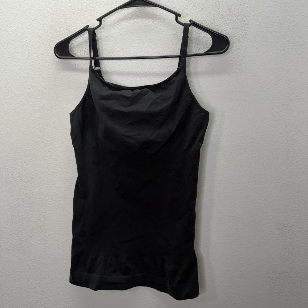 SPANX Shaping Cami Tank Top Sz 1X Adjustable Straps Smoothing Shapewear Black